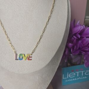 Gold and Multicolor LOVE Necklace
